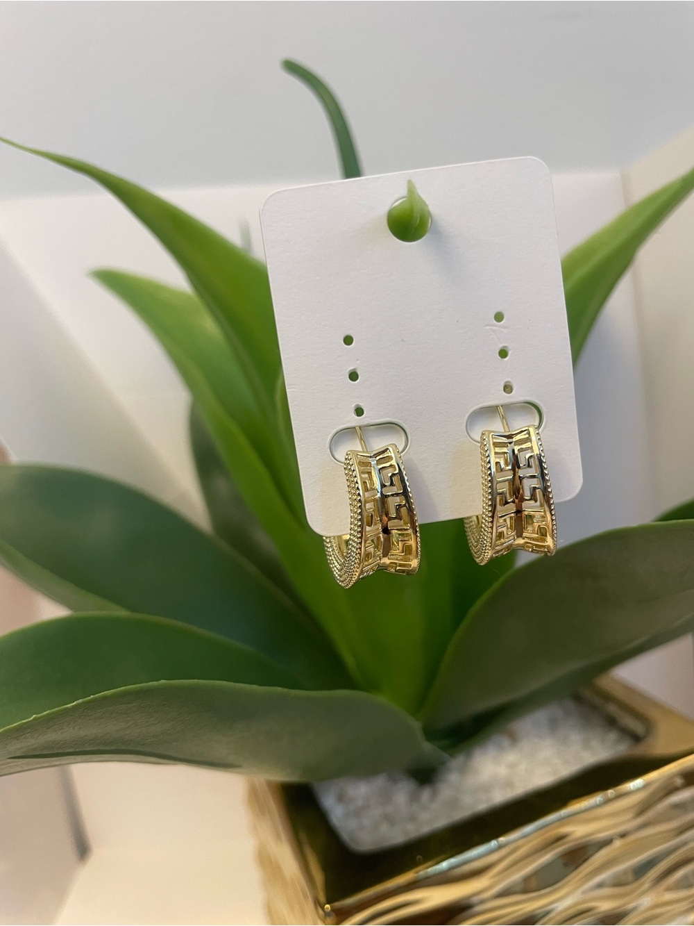 Gold Textured Hoop Earrings for Women - Elegant Double-Band Design